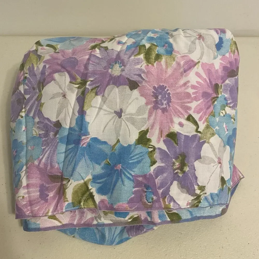 VTG Cotton Blend Twin Fitted Sheet Floral Country Home Cottage 39x79” Mattress
